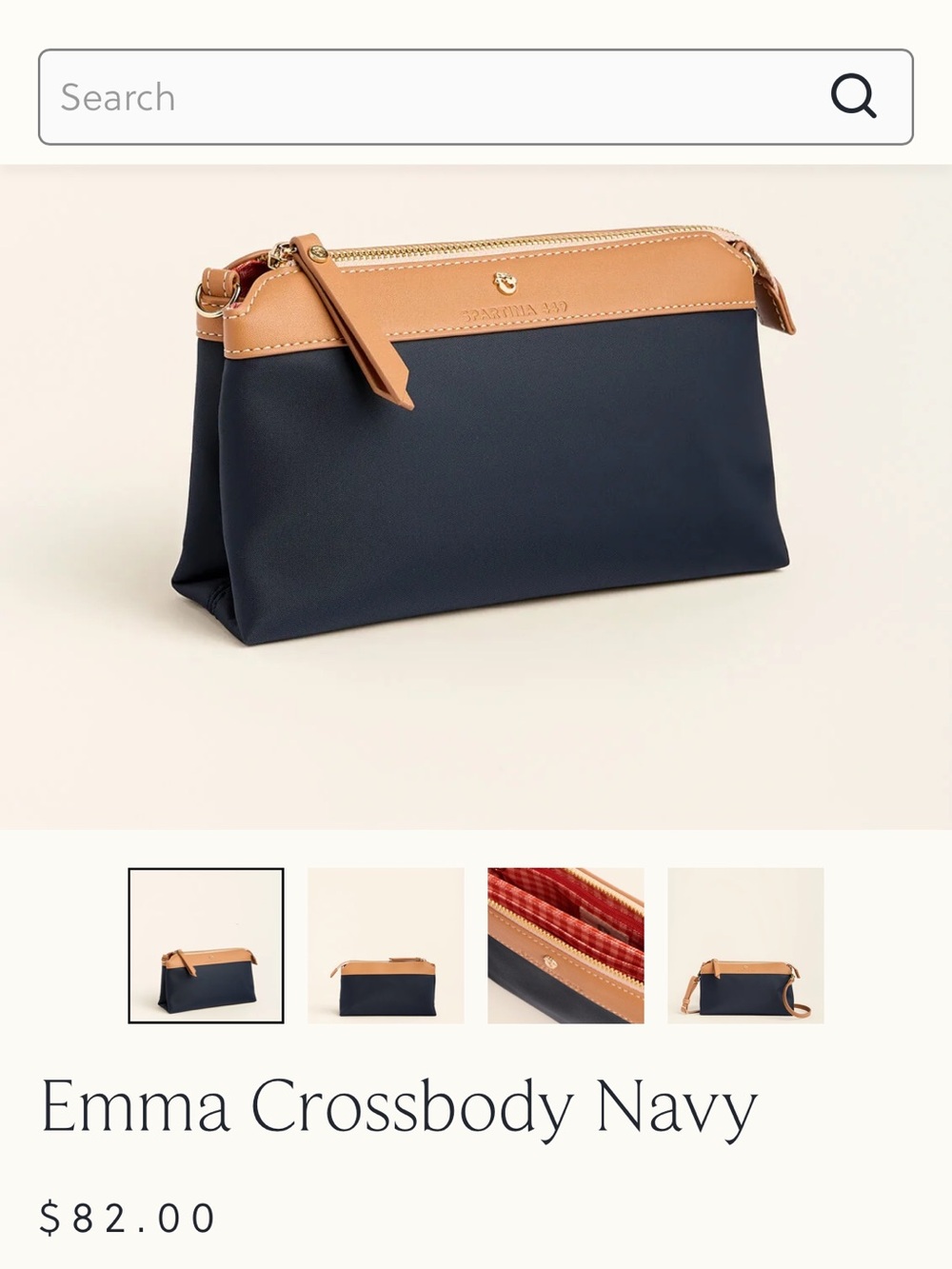 Spartina 449 Navy Crossbody with Tan Trim